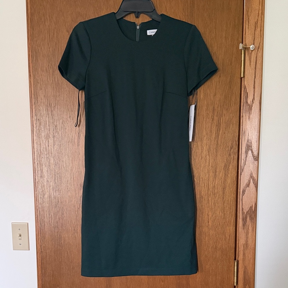 Calvin Klein Dark Green Short-Sleeve Sheath Mini Dress